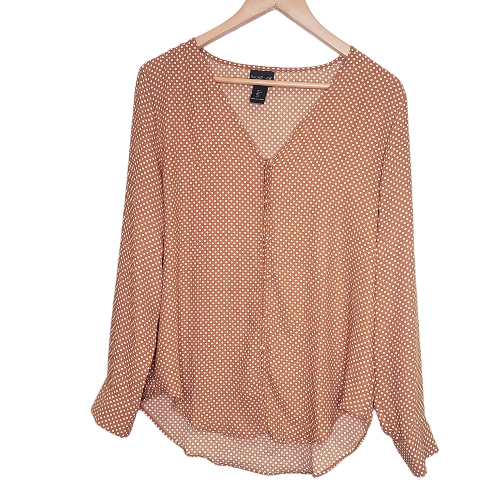 Rachel Zoe Mustard Polka-Dot Button Front Blouse